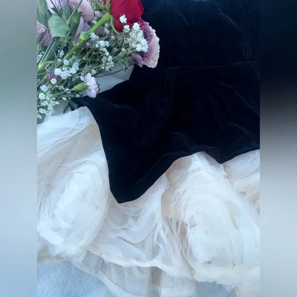 Fashion Nova Black Velvet & Rosette Mini Dress – Size M (NWT) - Picture 5 of 8